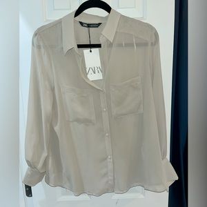 NWT Semi-Sheer Zara Blouse